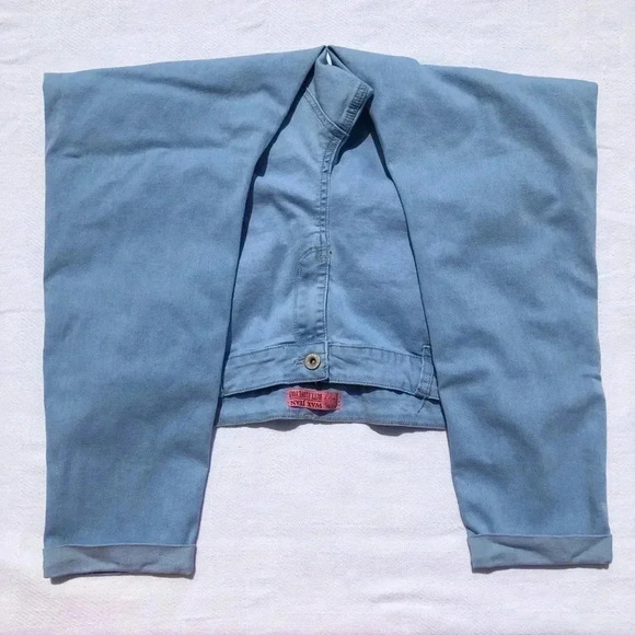 Wax Jean Lt Blue Distressed Rolled Cuffs Jeans 20 - Picture 6 of 8